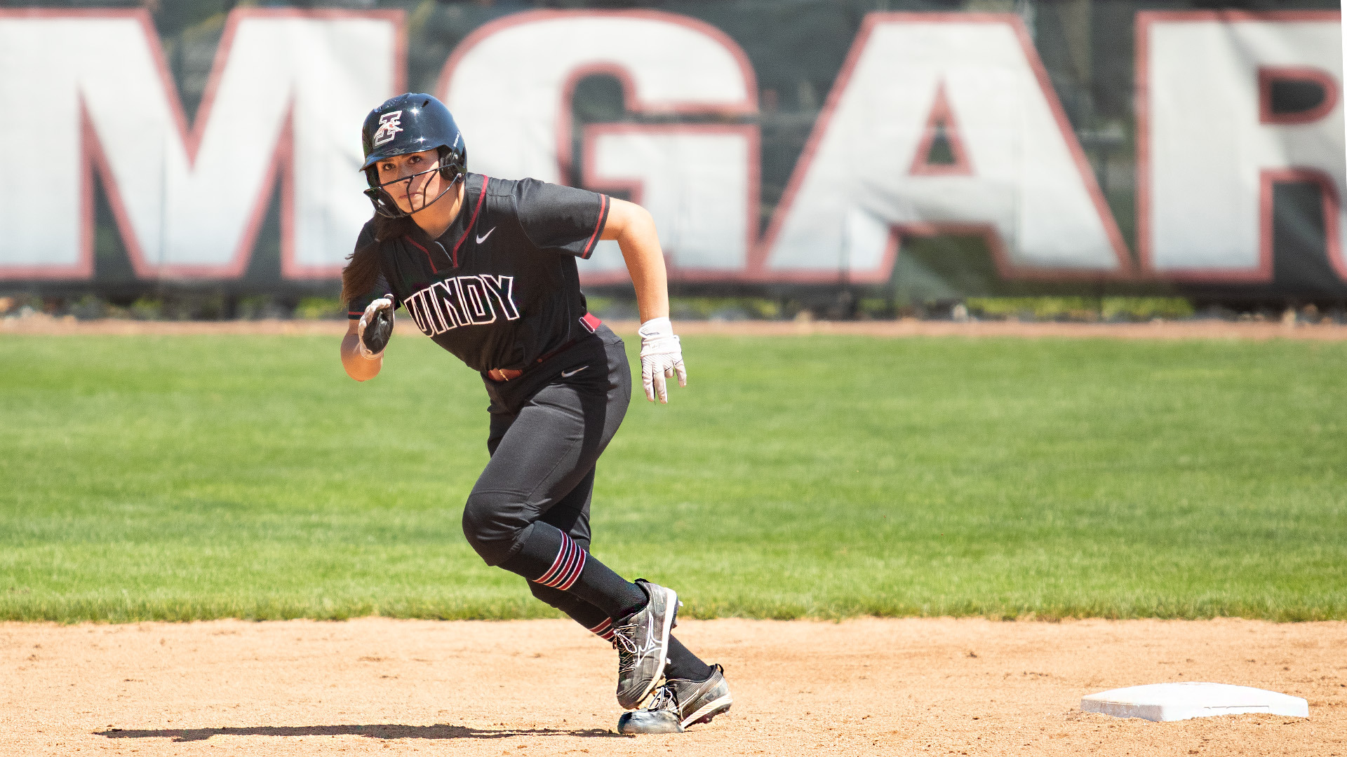 Josie Jager takes off from second base.