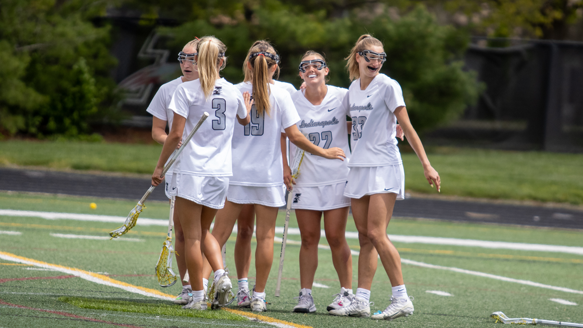 UIndy women's lacrosse after a goal