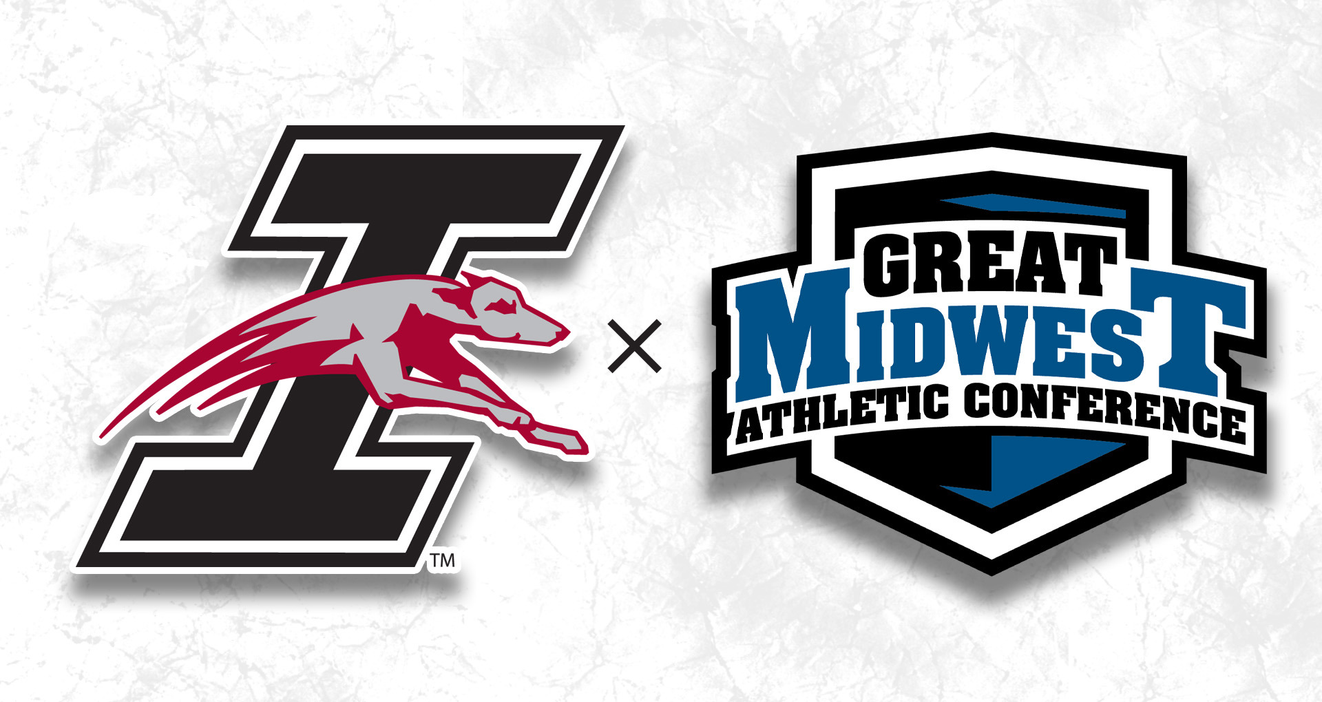 The UIndy Athletics logo side-by-side with the logo of the Great Midwest Athletic Conference.