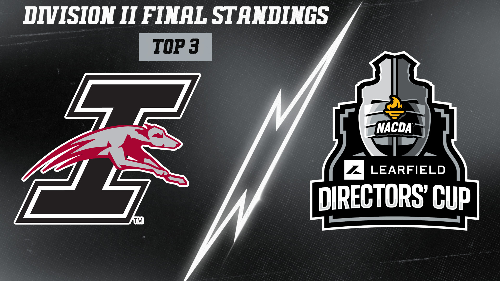  Division II Final Standings Top 3. The Learfield Directors' Cup logo on the right, UIndy Athletics logo on the right.