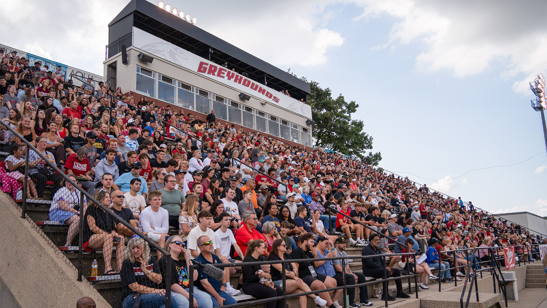 Key Stadium packed with fans beofre UIndy football's game versus Marian University on August 27, 2026.