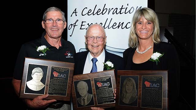 John Peterson, Dwain Mintz, Wendy Heineke, 2015 WIAC Hall of Fame Inductees