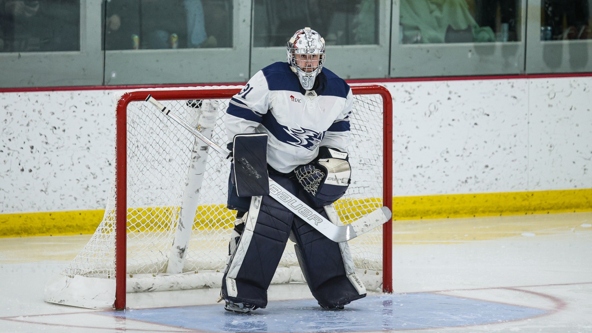 Dawson Green waiting for the puck to get to his end
