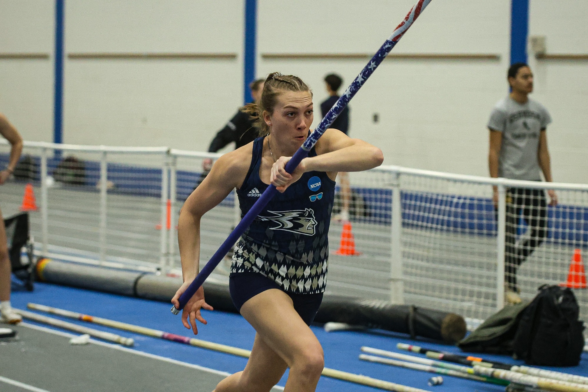 Sorensen on the runway for the pole vault