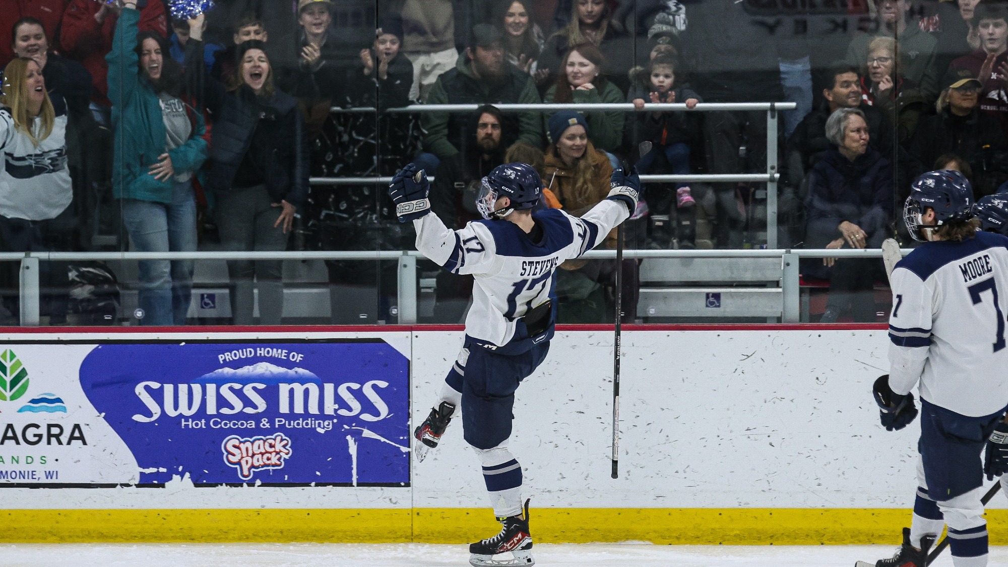 Stevens celebrates a goal