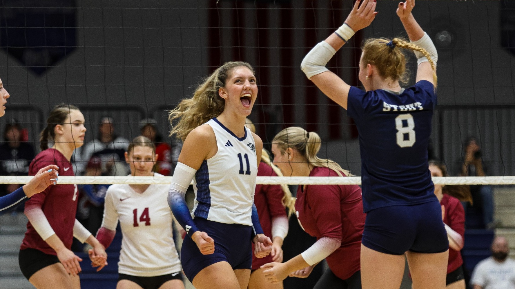 Emma Barton celebrates a point