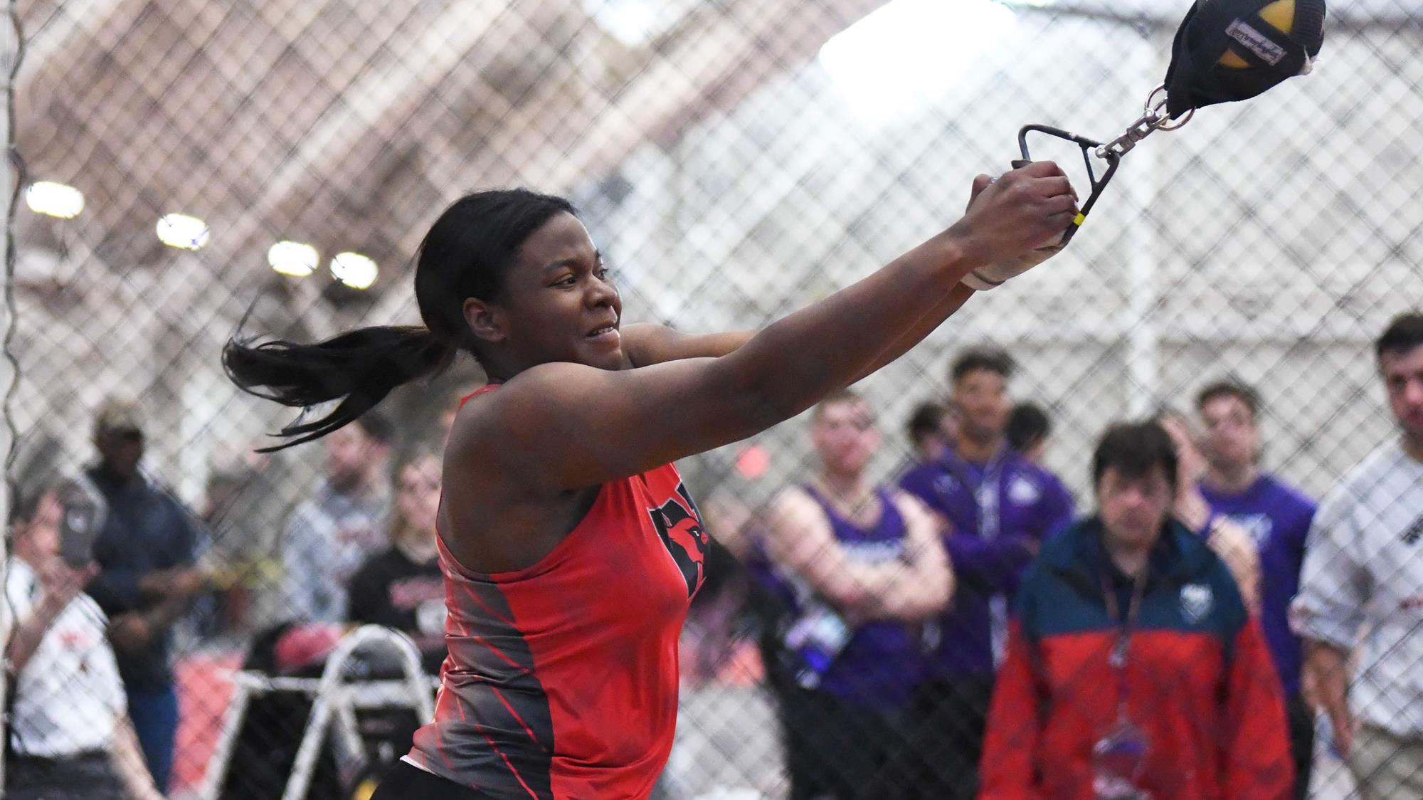 Ivie Uzamere competes in the shot put