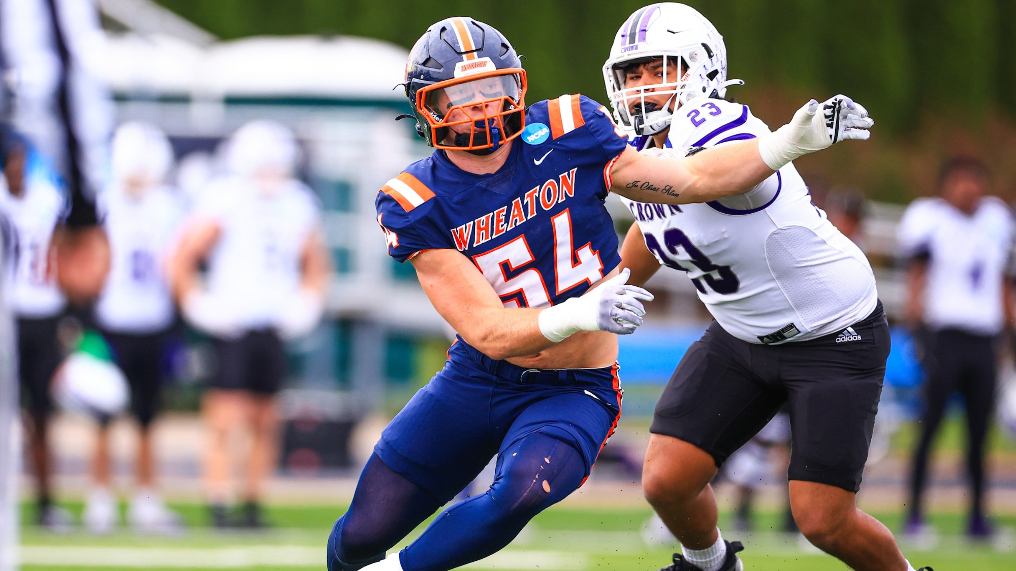 WHEATON, IL - NCAA Football - Wheaton vs Crown at McCully Stadium on November 22, 2025. Wheaton defeated Crown, 76-14 in the first round of the 2025 NCAA Division III Football Playoffs. (Photo by Jimmy Naprstek/Kodiak Creative)