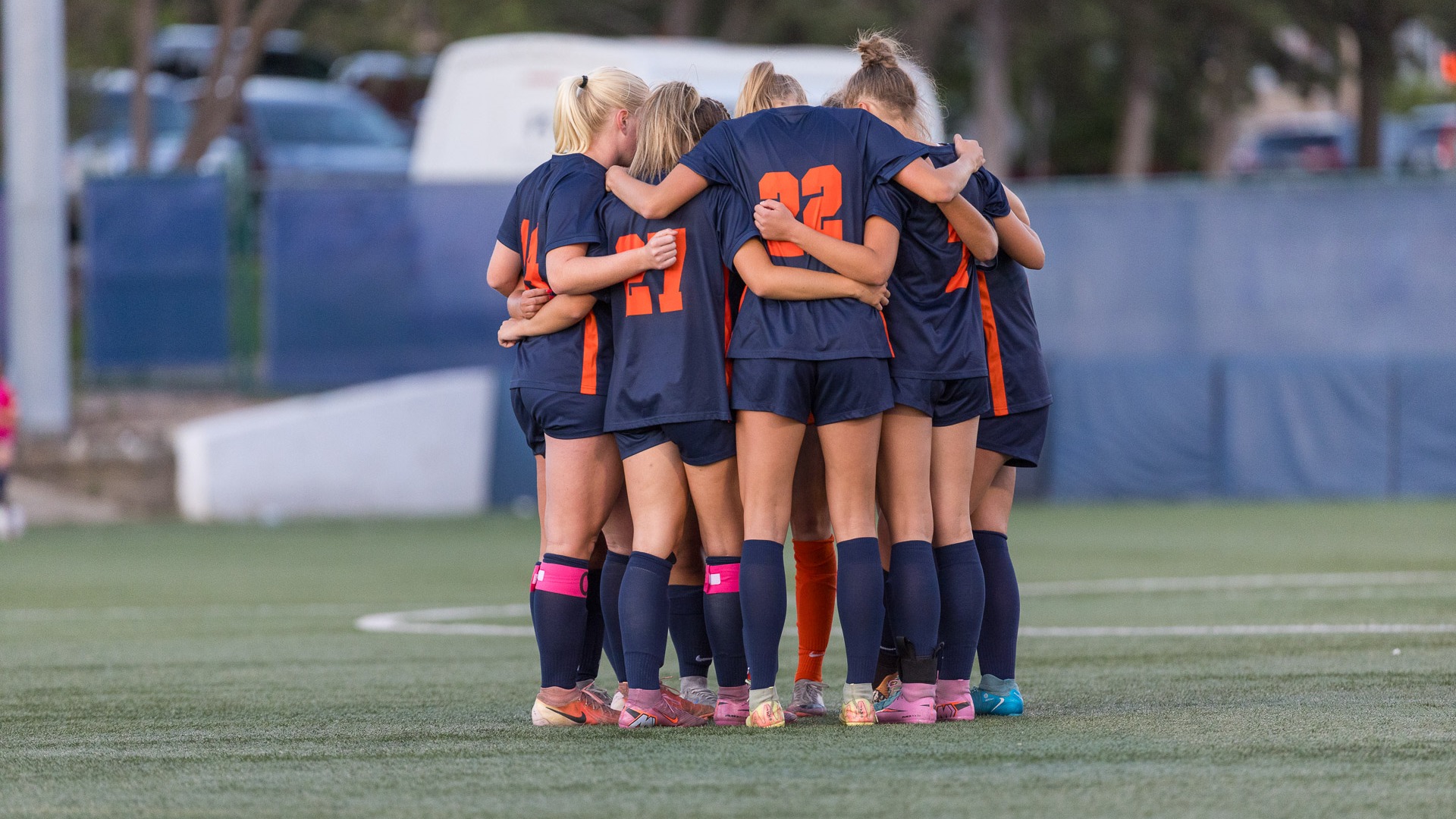 Women's Soccer team huddle