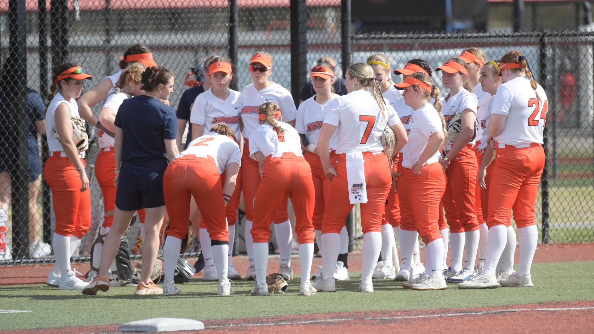 Softball team huddle