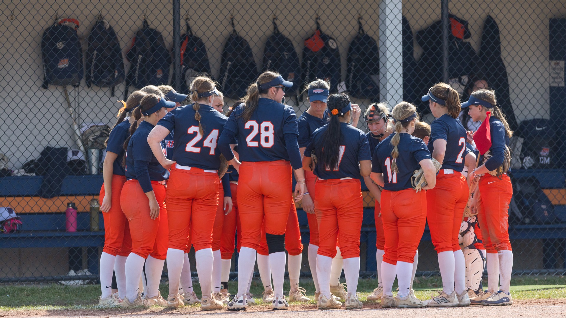 Softball team huddle