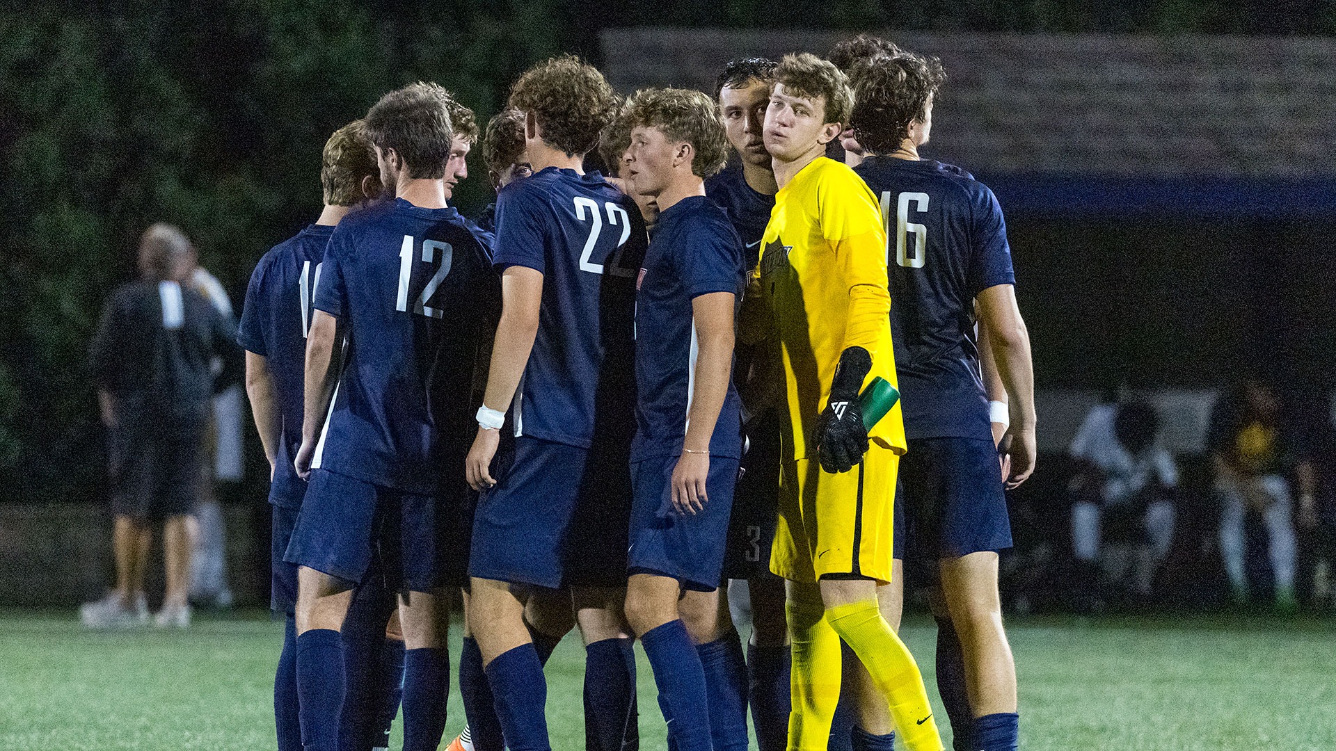 Men's Soccer huddle