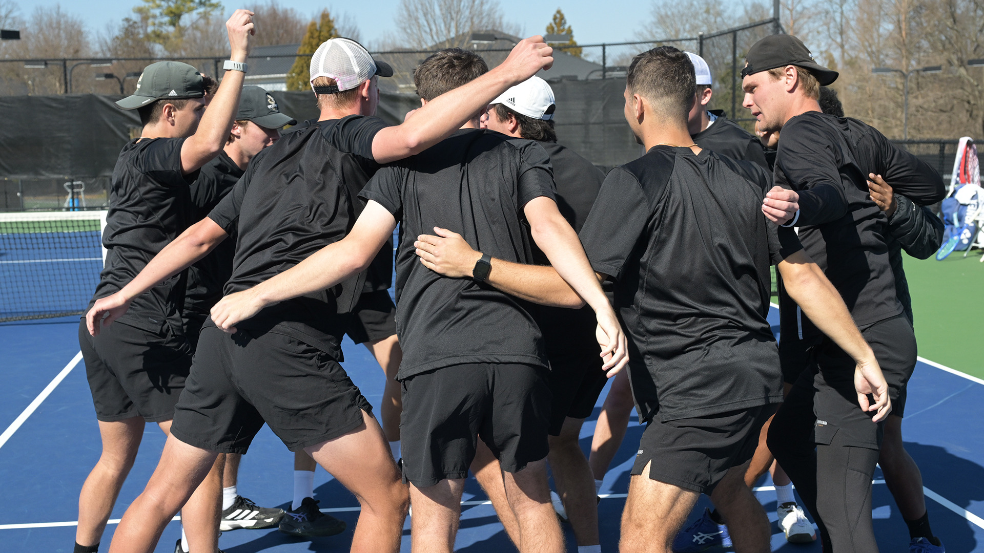 2026 mens tennis huddle vs The Citadel