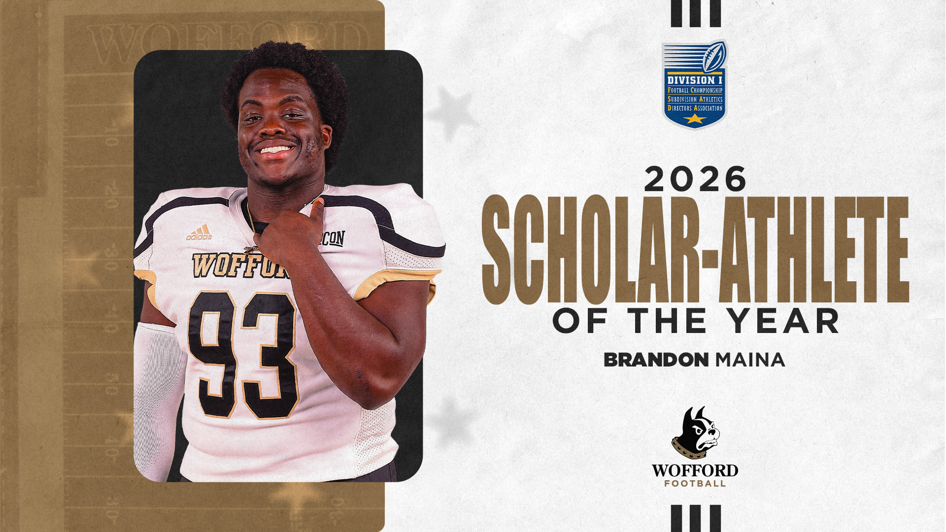 Brandon Maina FCS ADA Scholar Athlete of Year 2025