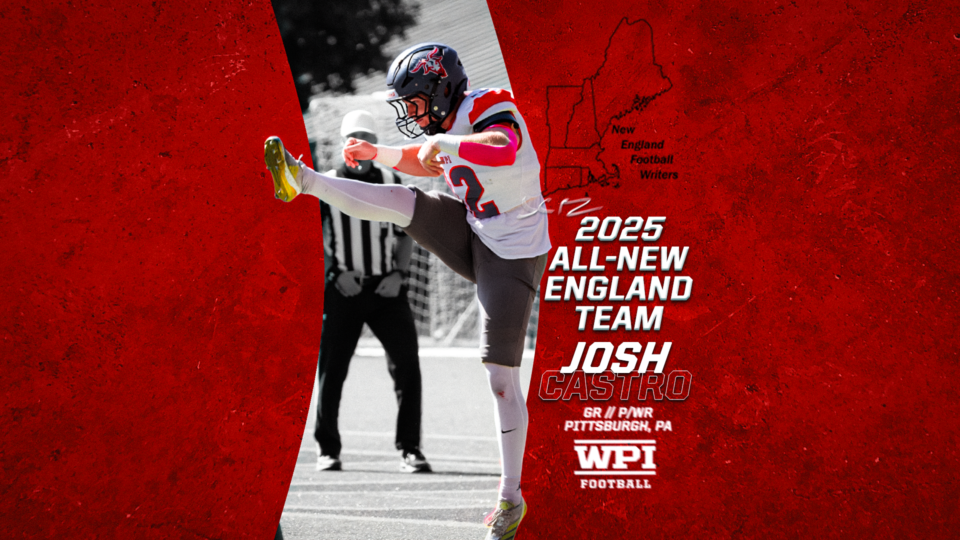 Josh Castro-New England Football Writers-All-New England-WPI Football-2025