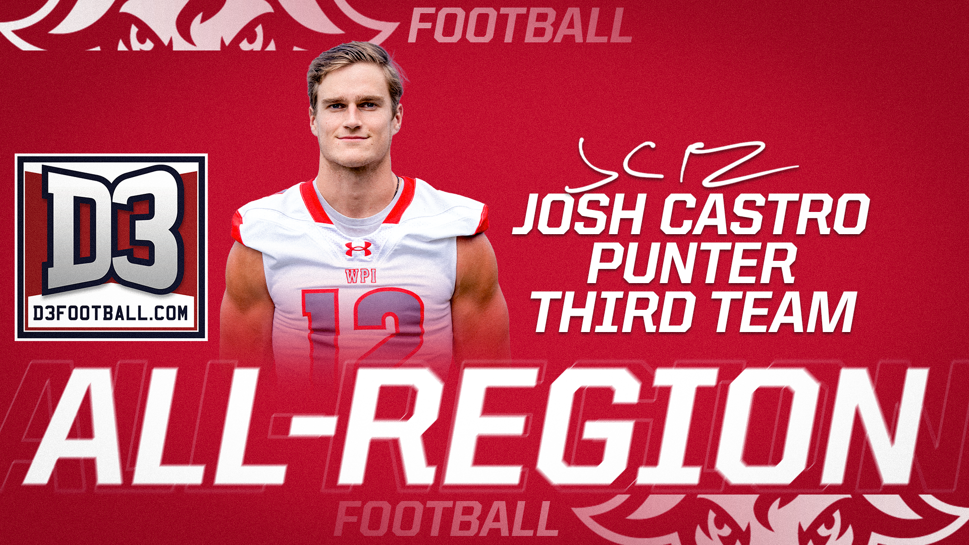 D3football.com All-Region-Josh Castro-WPI Football-2025