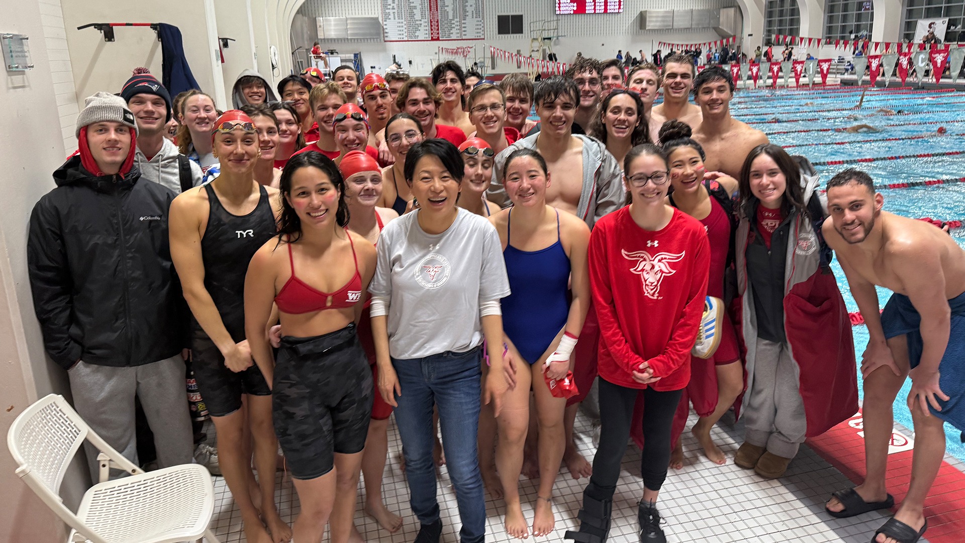 Team Photo with President Wang-WPI Swimming & Diving-2025-2026