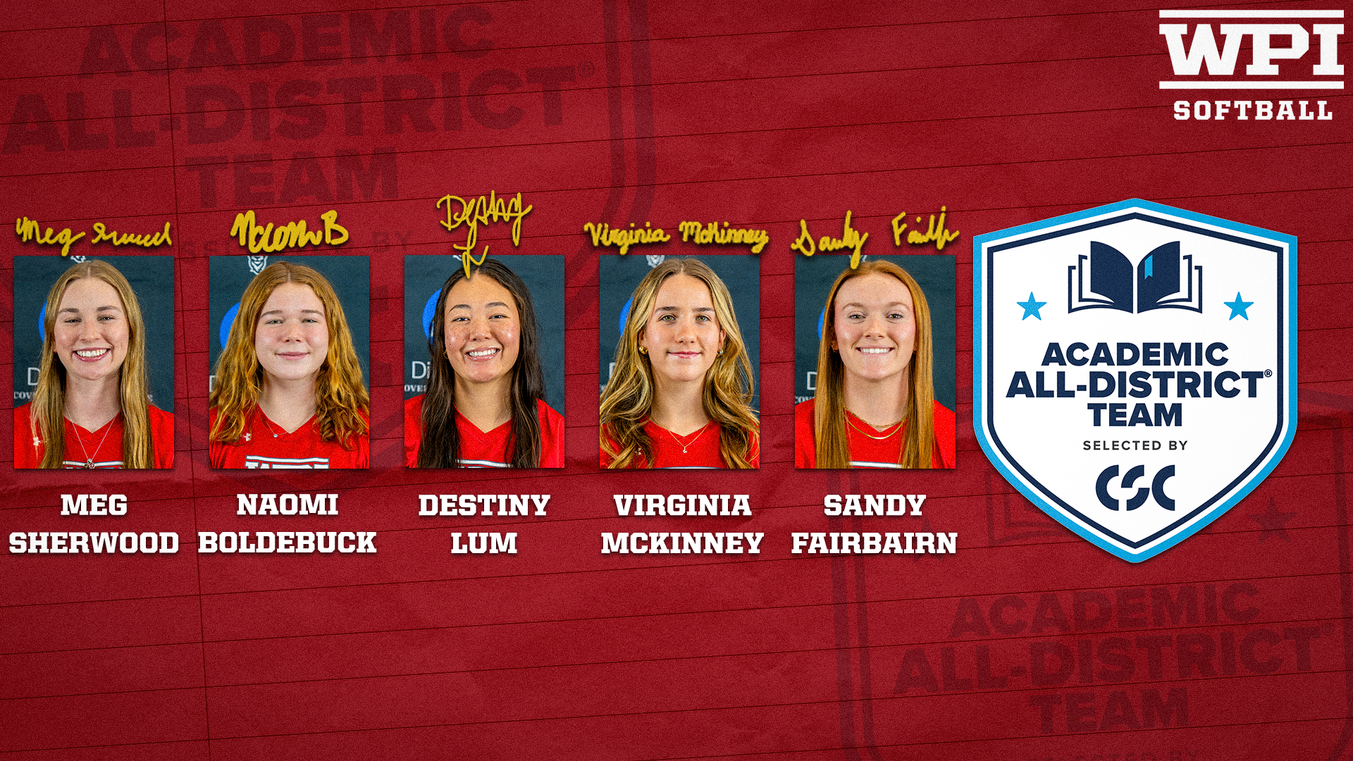CSC Academic All-District-WPI Softball-2025
