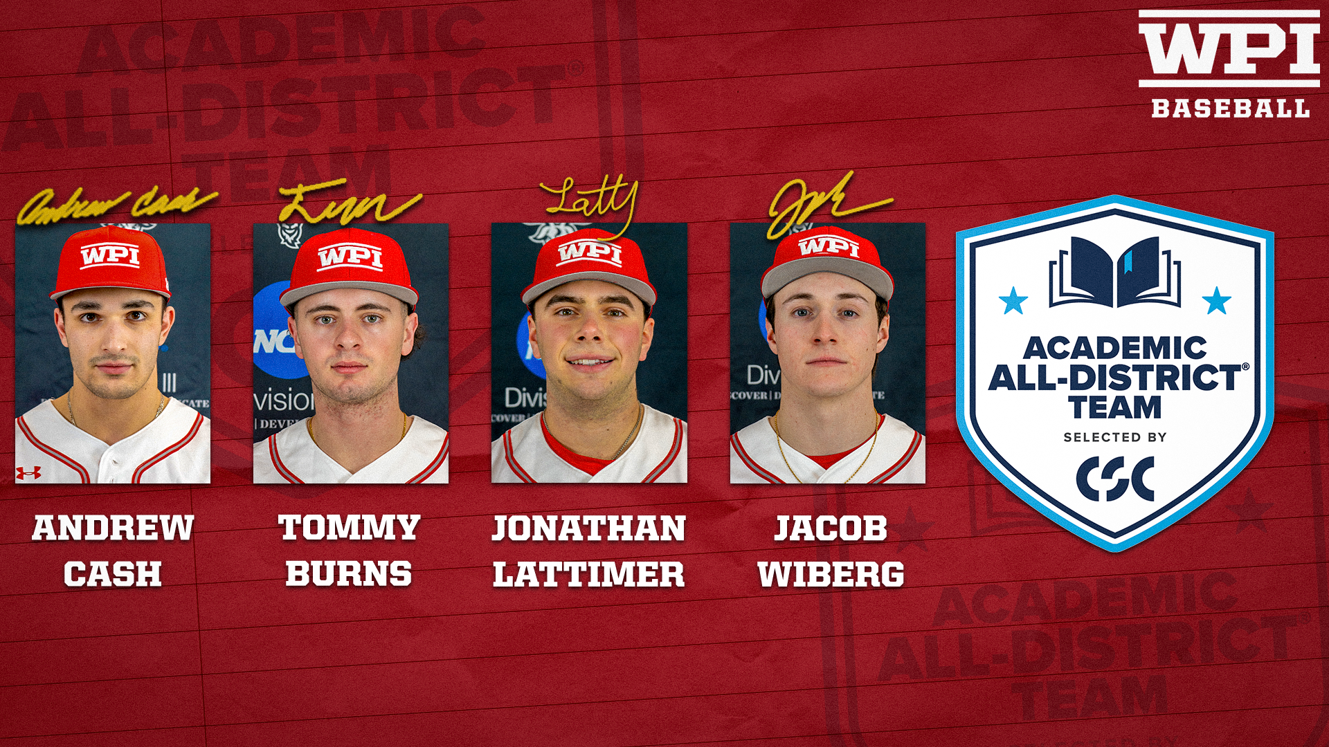  CSC Academic All-District-WPI Baseball-2025