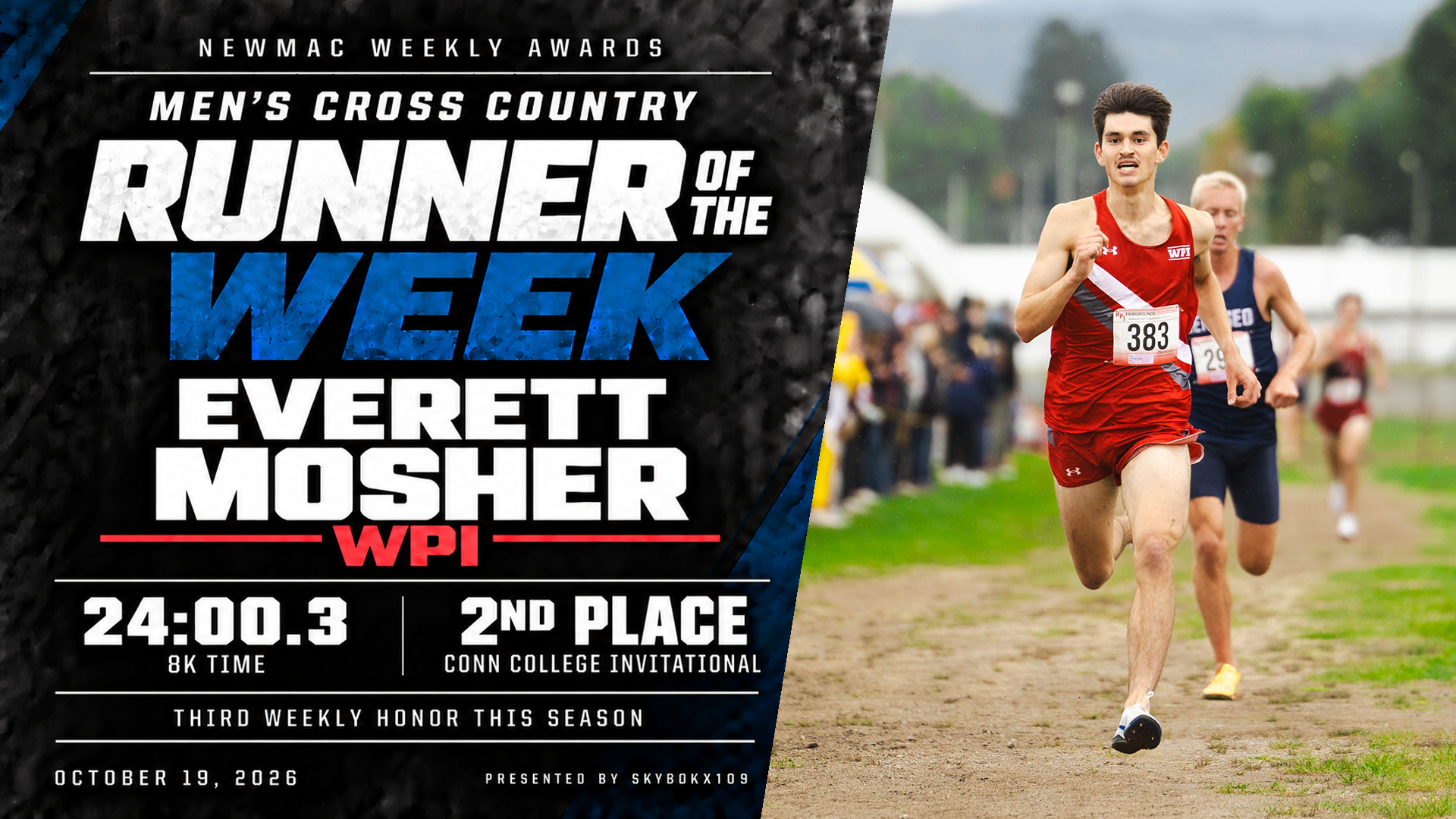  NEWMAC Runner of the Week-Everett Mosher-WPI Men's Cross Country-2026