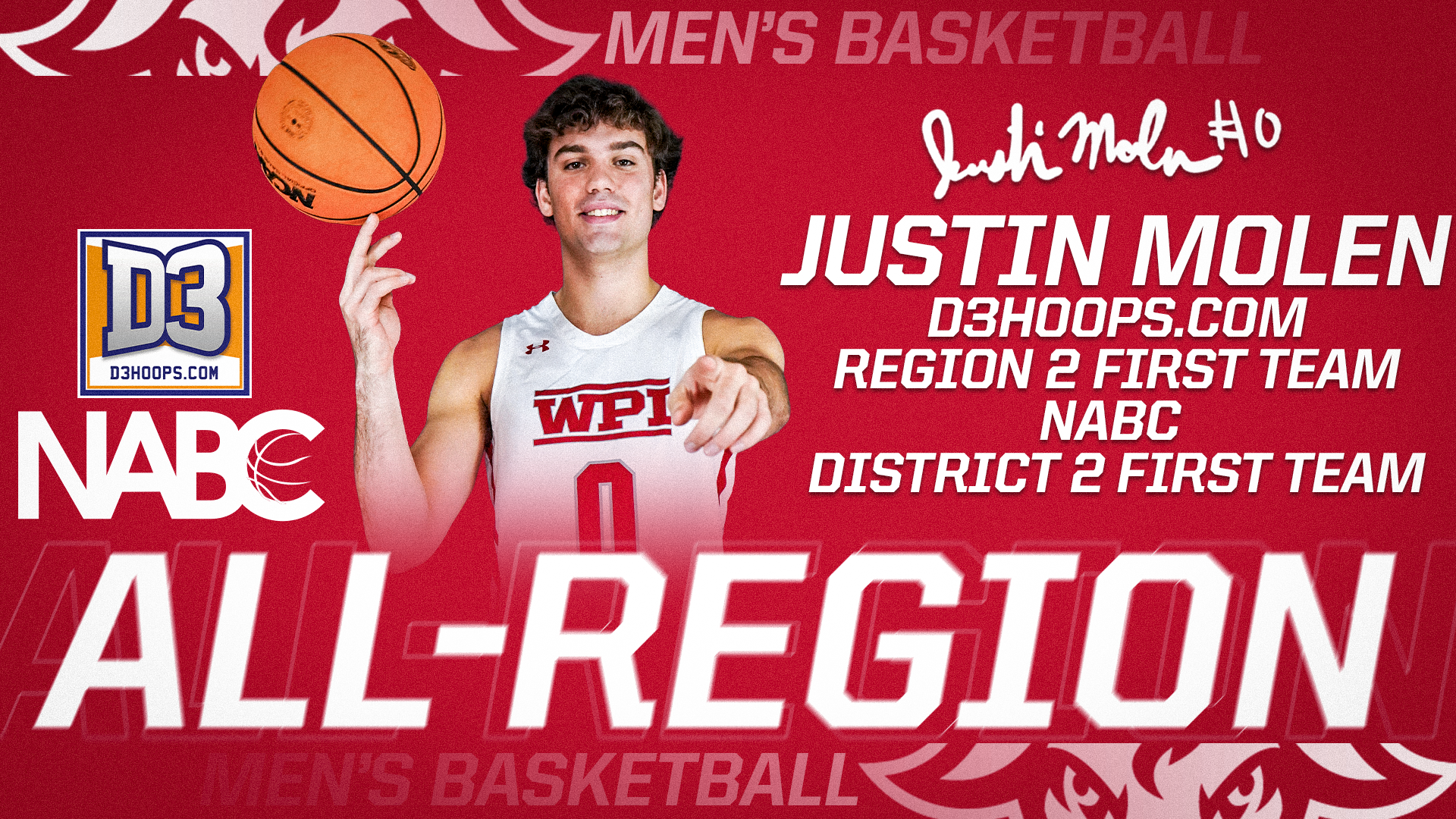 D3hoops.com & NABC Regional Honors-Justin Molen-WPI Men's Basketball-2025-2026