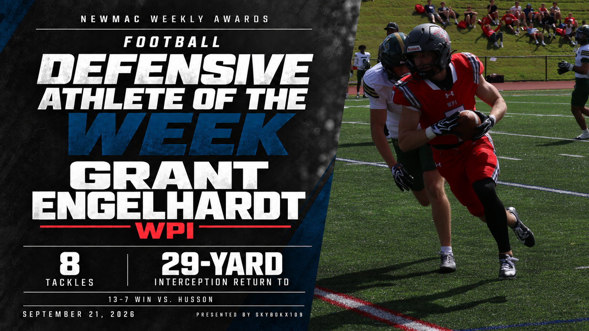 NEWMAC Defensive Athlete of the Week-Grant Engelhardt-WPI Football-2026