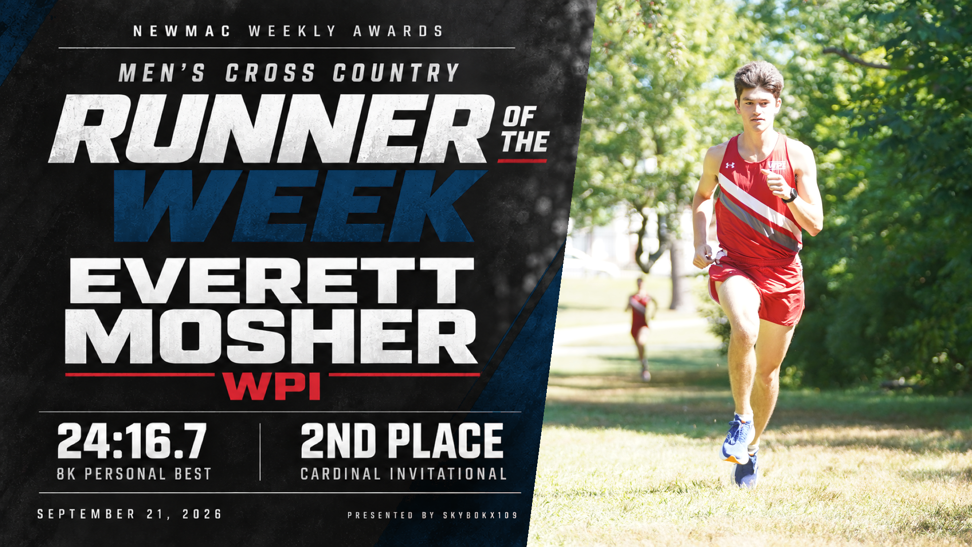 NEWMAC Runner of the Week-Everett Mosher-WPI Men's Cross Country-2026