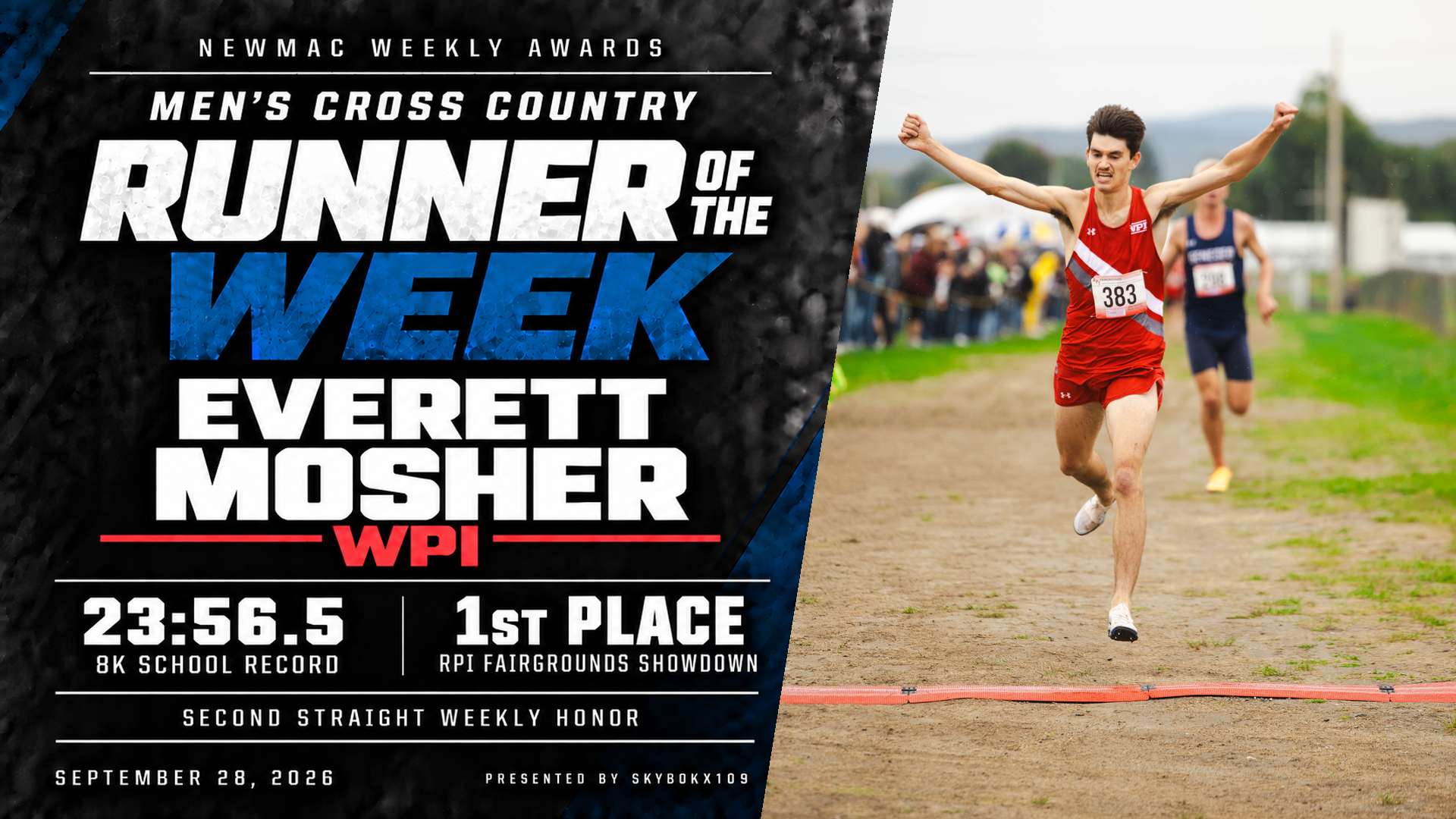 NEWMAC Runner of the Week-Everett Mosher-WPI Men's Cross Country-2026