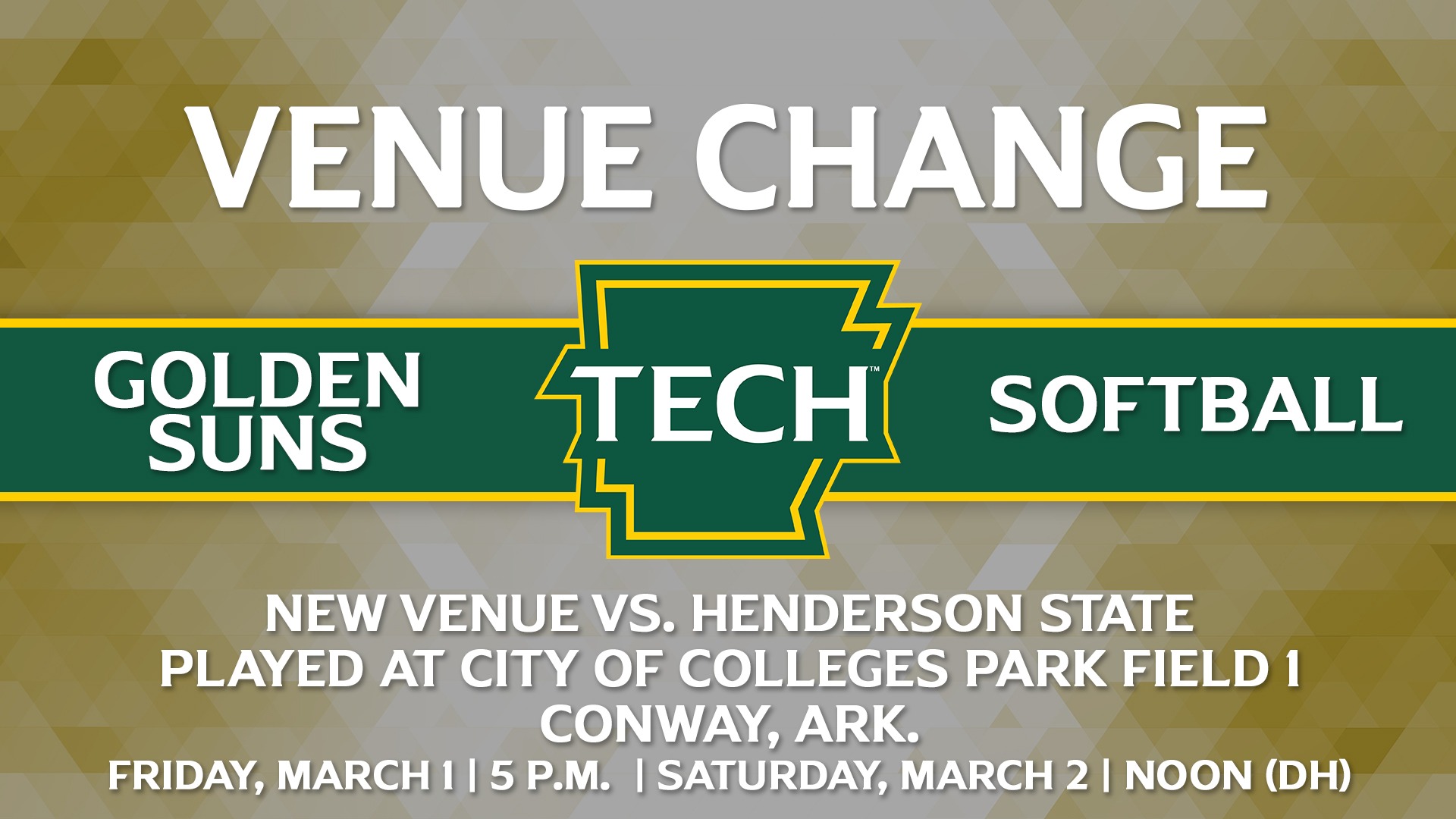 Softball series with Henderson State moved to City of Colleges Park in