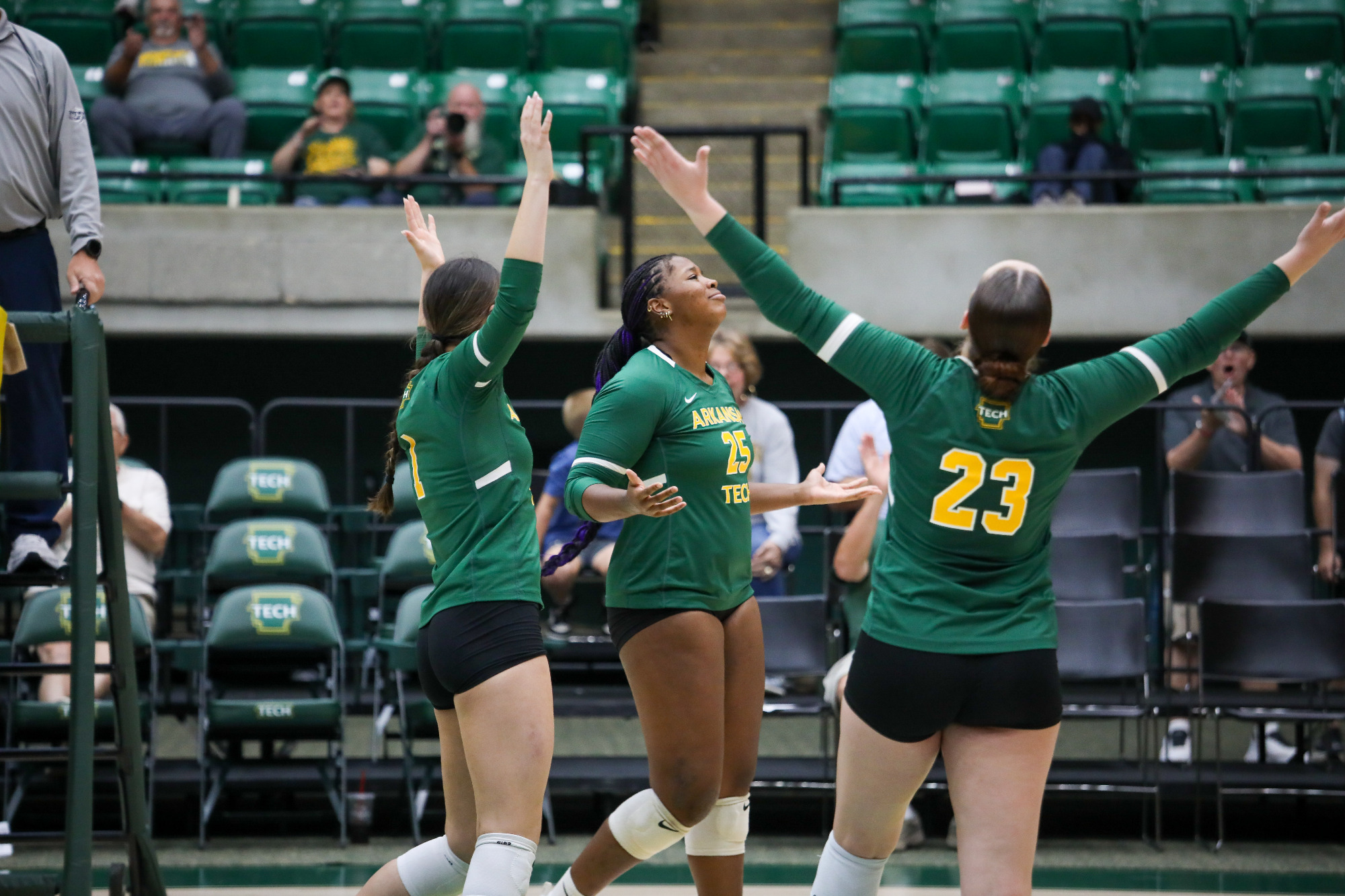 Young, Hernandez and Meyer Celebrating (v. NWOSU '26)