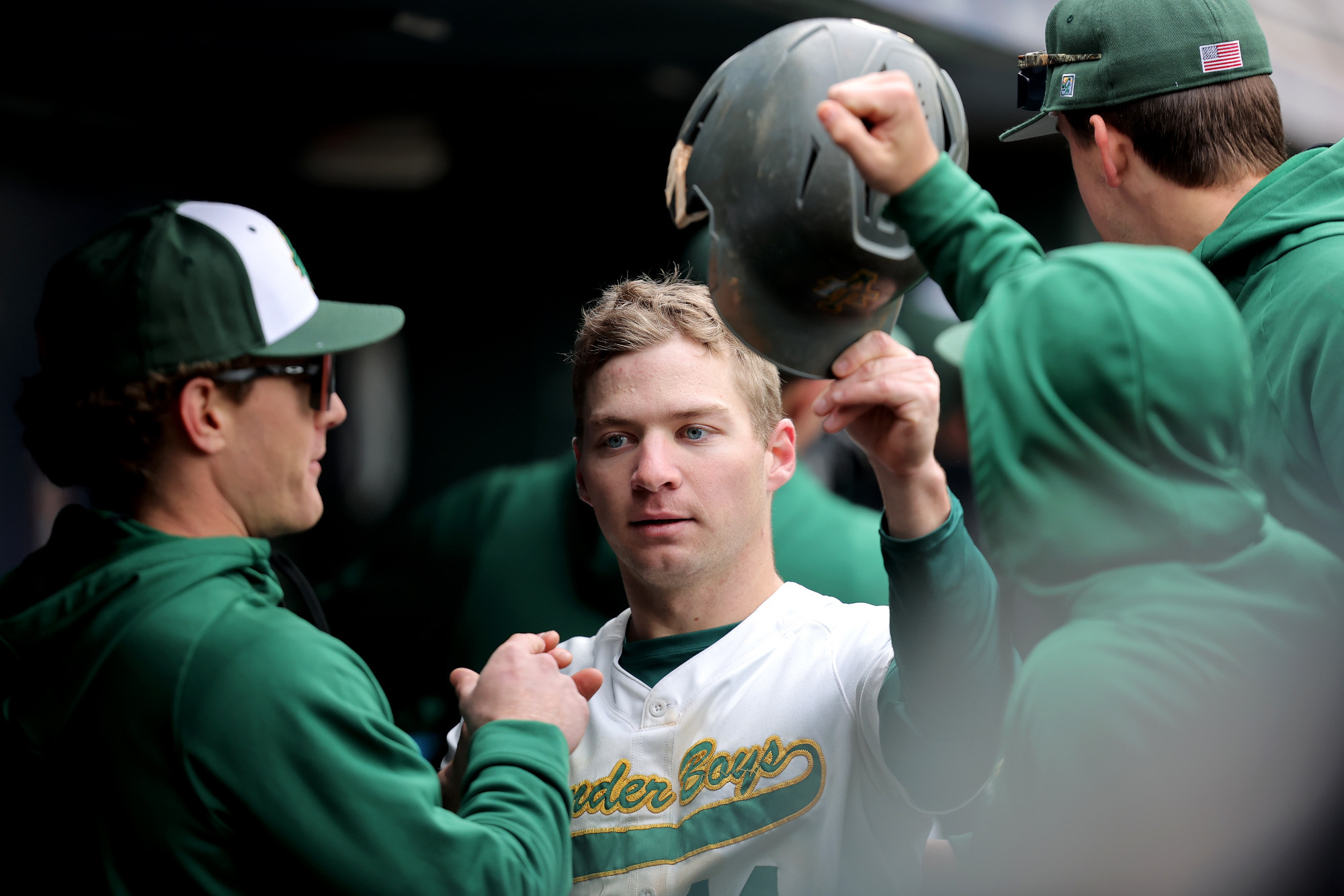 Cole Dawson in dugout at Houston Winter Invitational (2026)