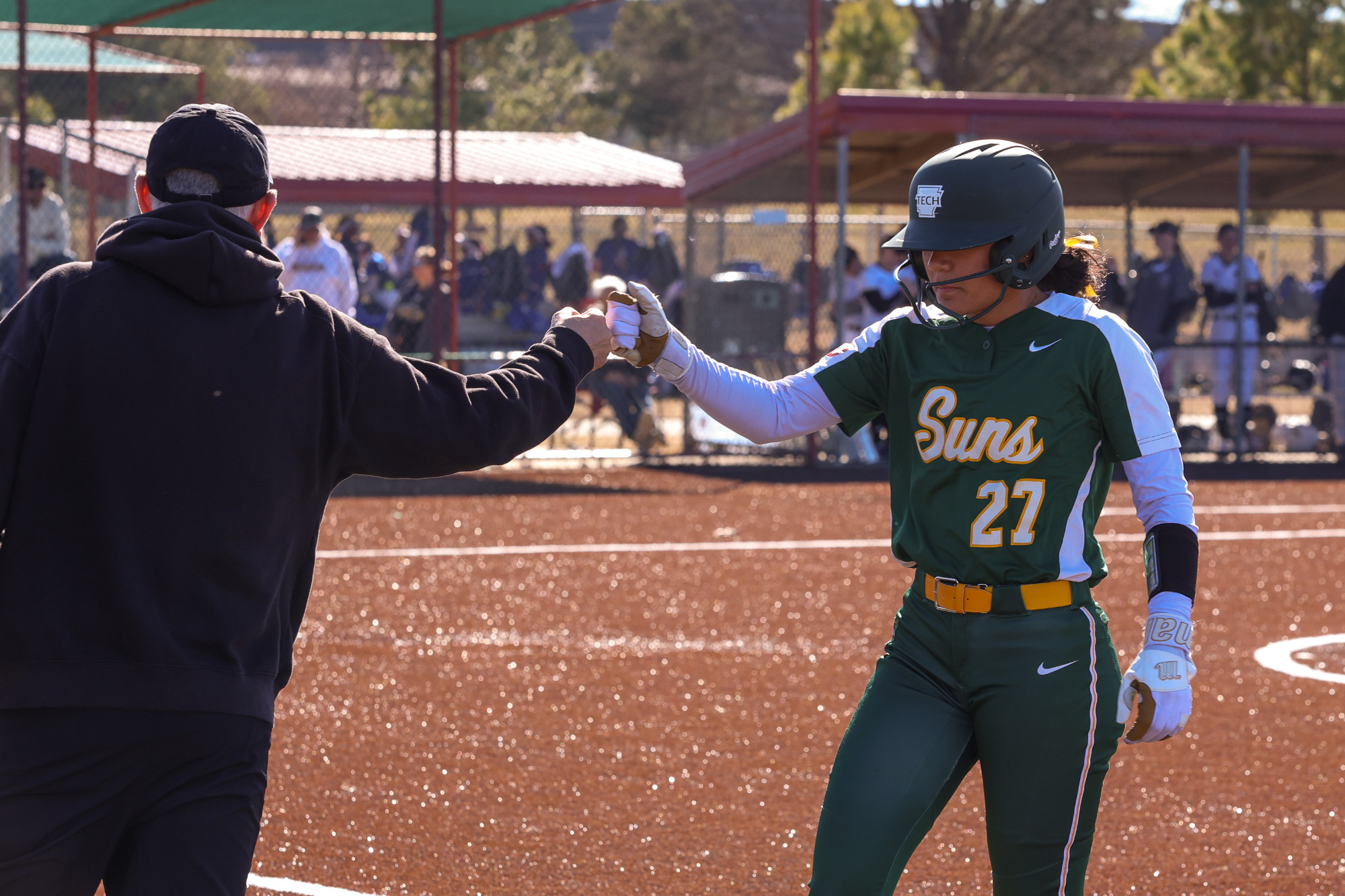 Anna Winkfield dapping up Coach Scott