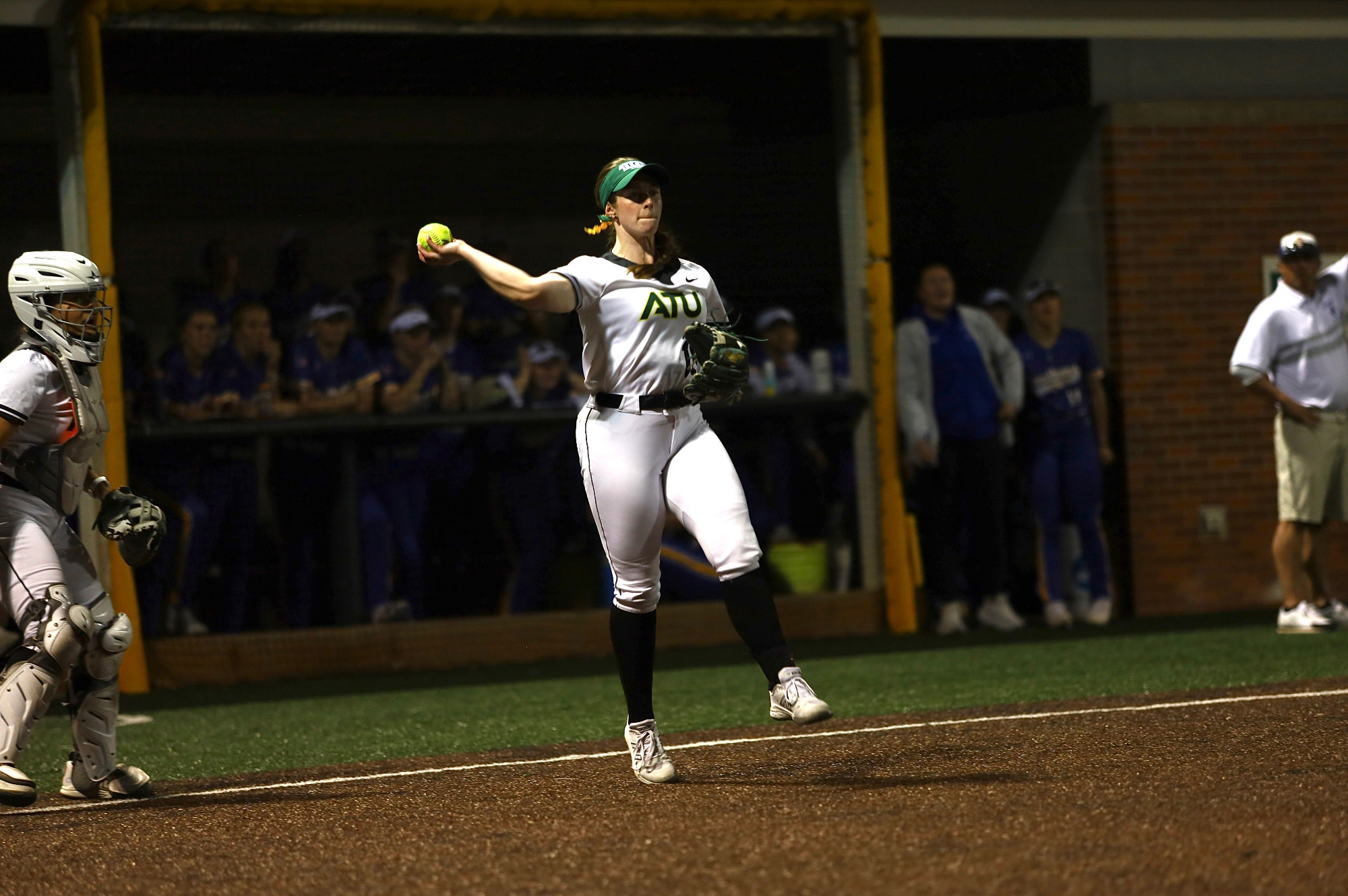 Riley Drake throwing out baserunner vs. SAU