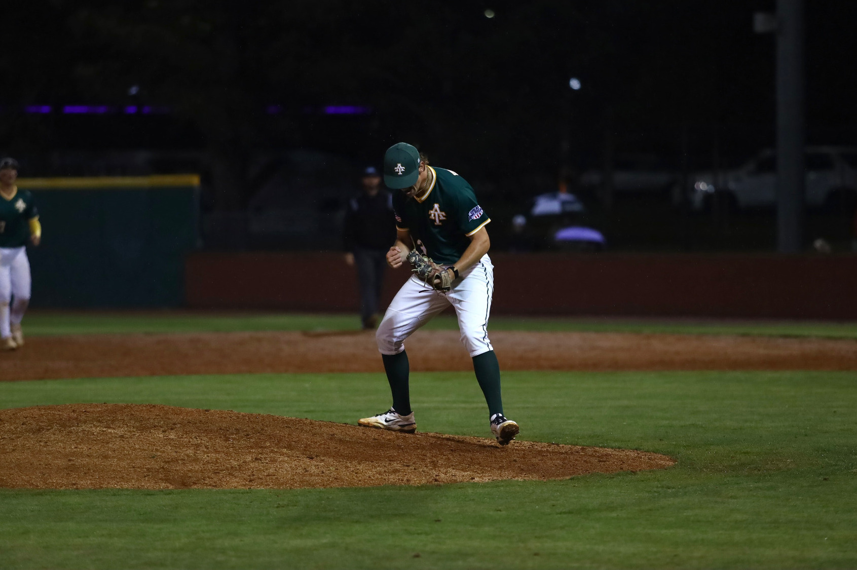 Eric Woodley celebrating strikeout