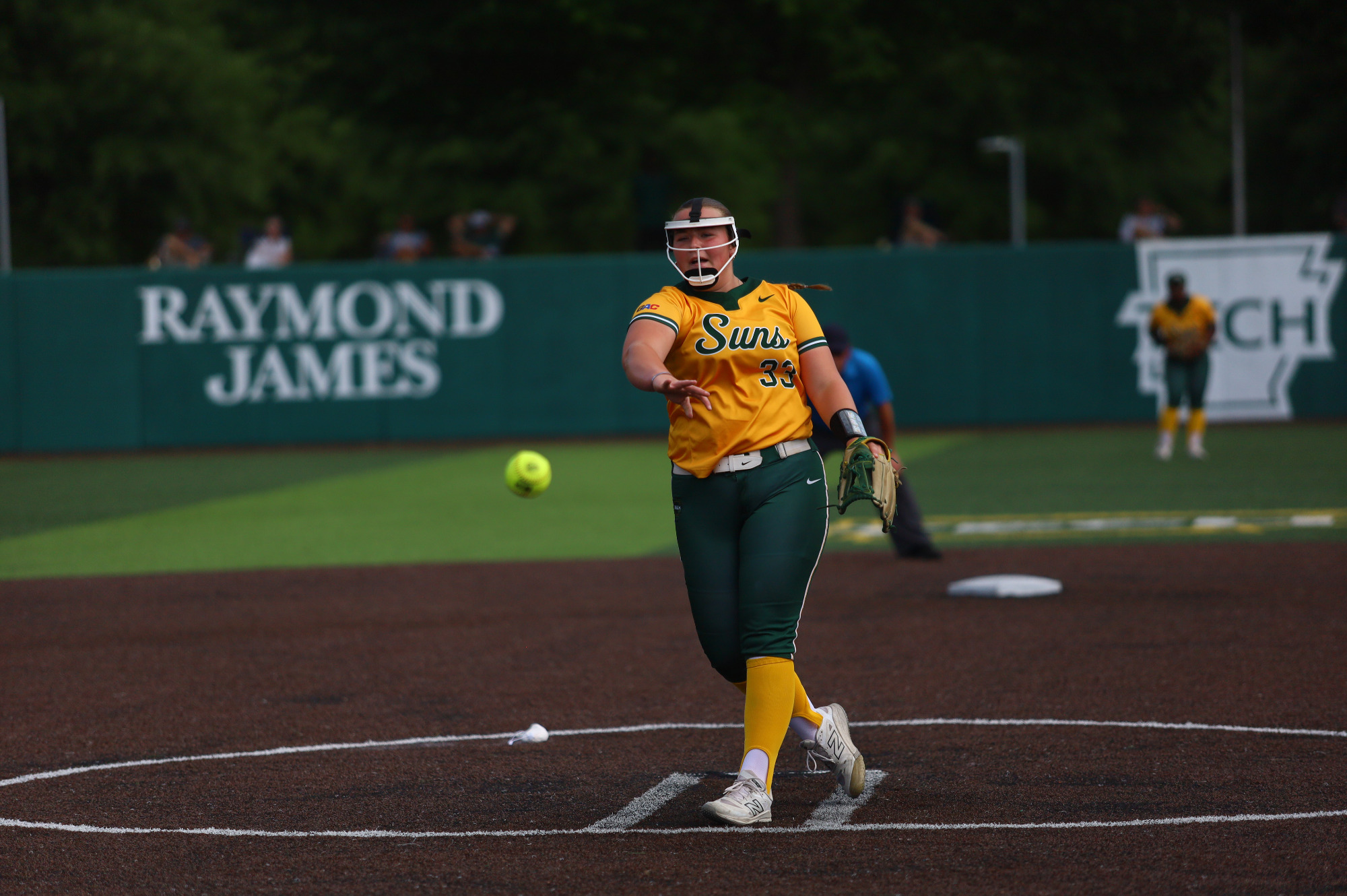 Aly White pitching vs. Oklahoma Baptist