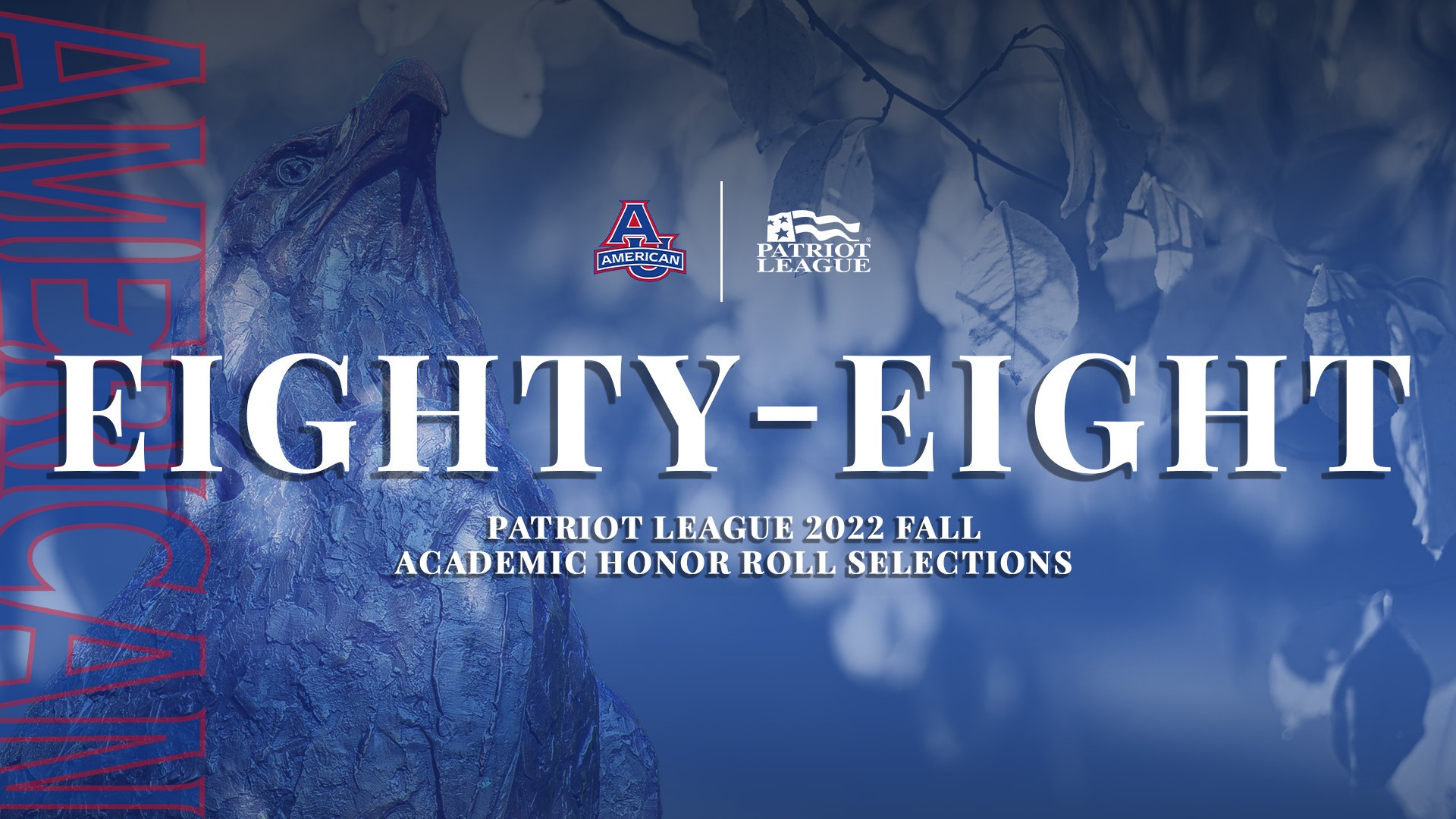 Patriot League Fall 2022 Academic Honor Roll graphic with the number 88 for the total number of honorees