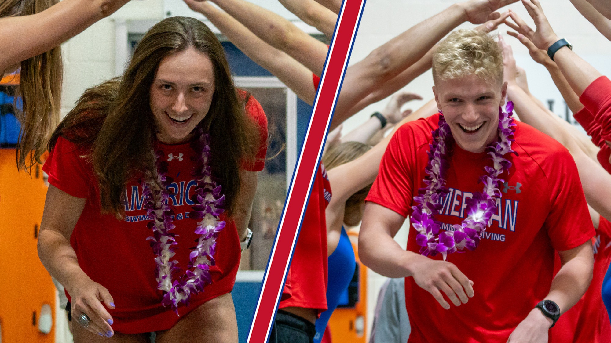 Mimi Watts and Nick Buckley in the Senior Day teammate tunnel