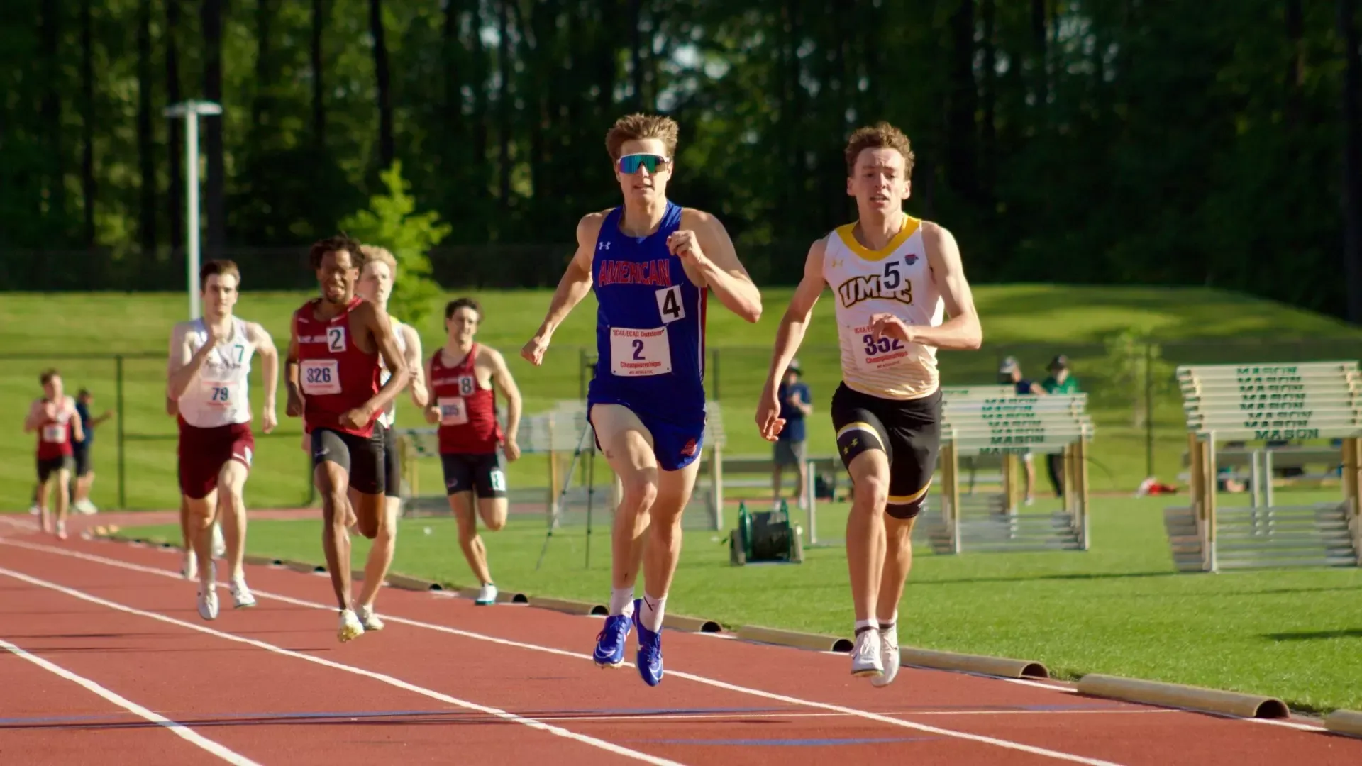 Carver Morgan races the 800 meters at the 2025 IC4A Outdoor Championships