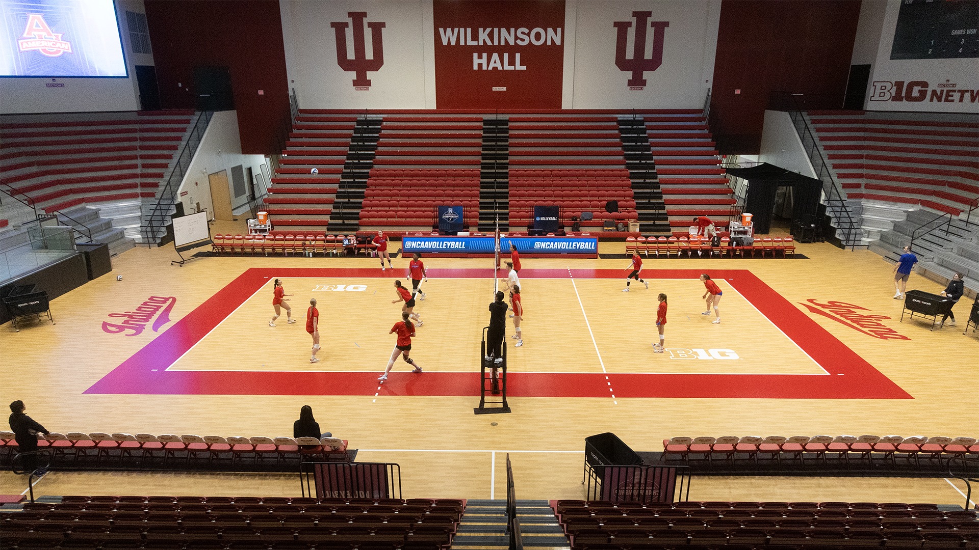 The volleyball team practicing at Indiana
