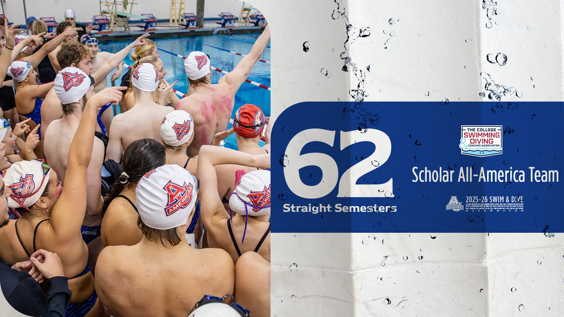 swim and dive teams earn CSCAA Scholar All-America Team status for the 62nd semester in a row