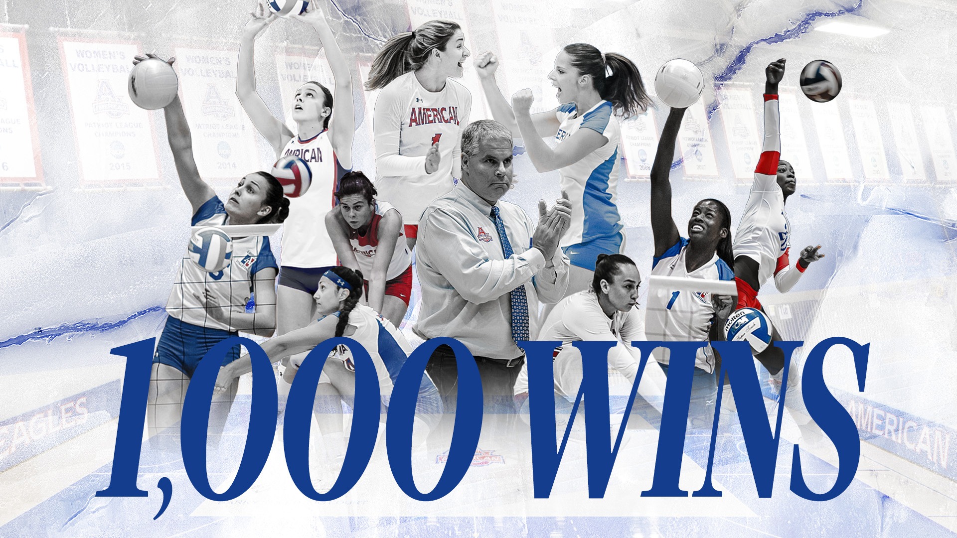 Volleyball 1,000 wins graphic