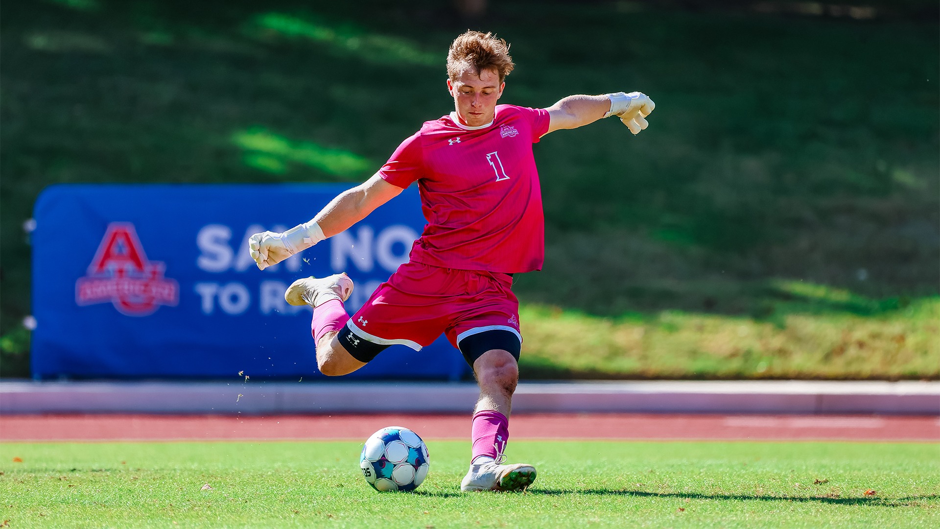 Evan Tubbs kicking the ball