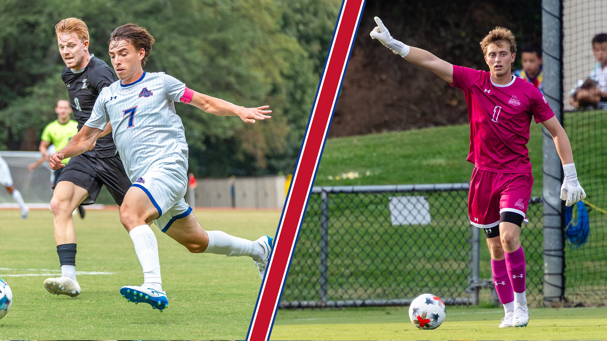 Chris Sullivan and Evan Tubbs playing soccer. 