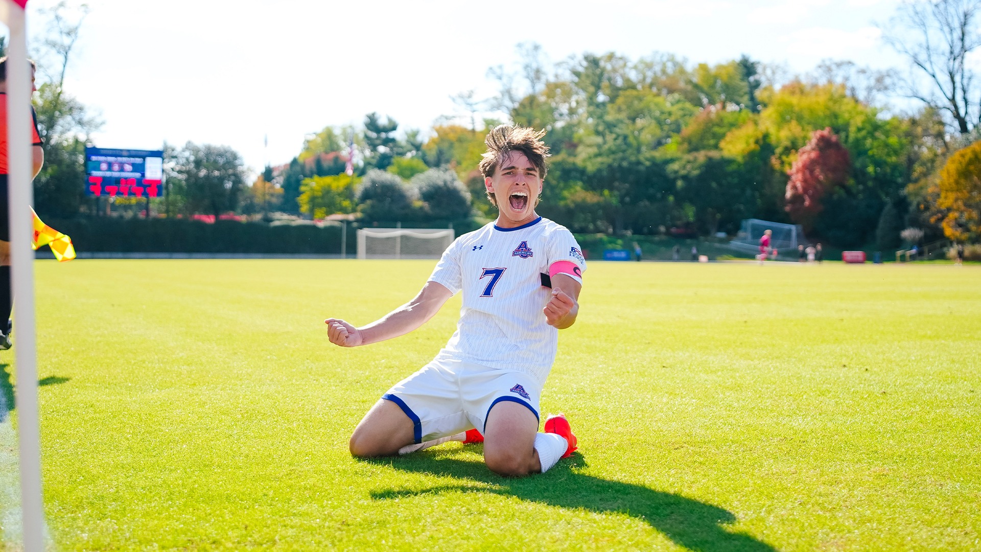 Chris Sullivan celebrated a goal in a match against Lafayette.