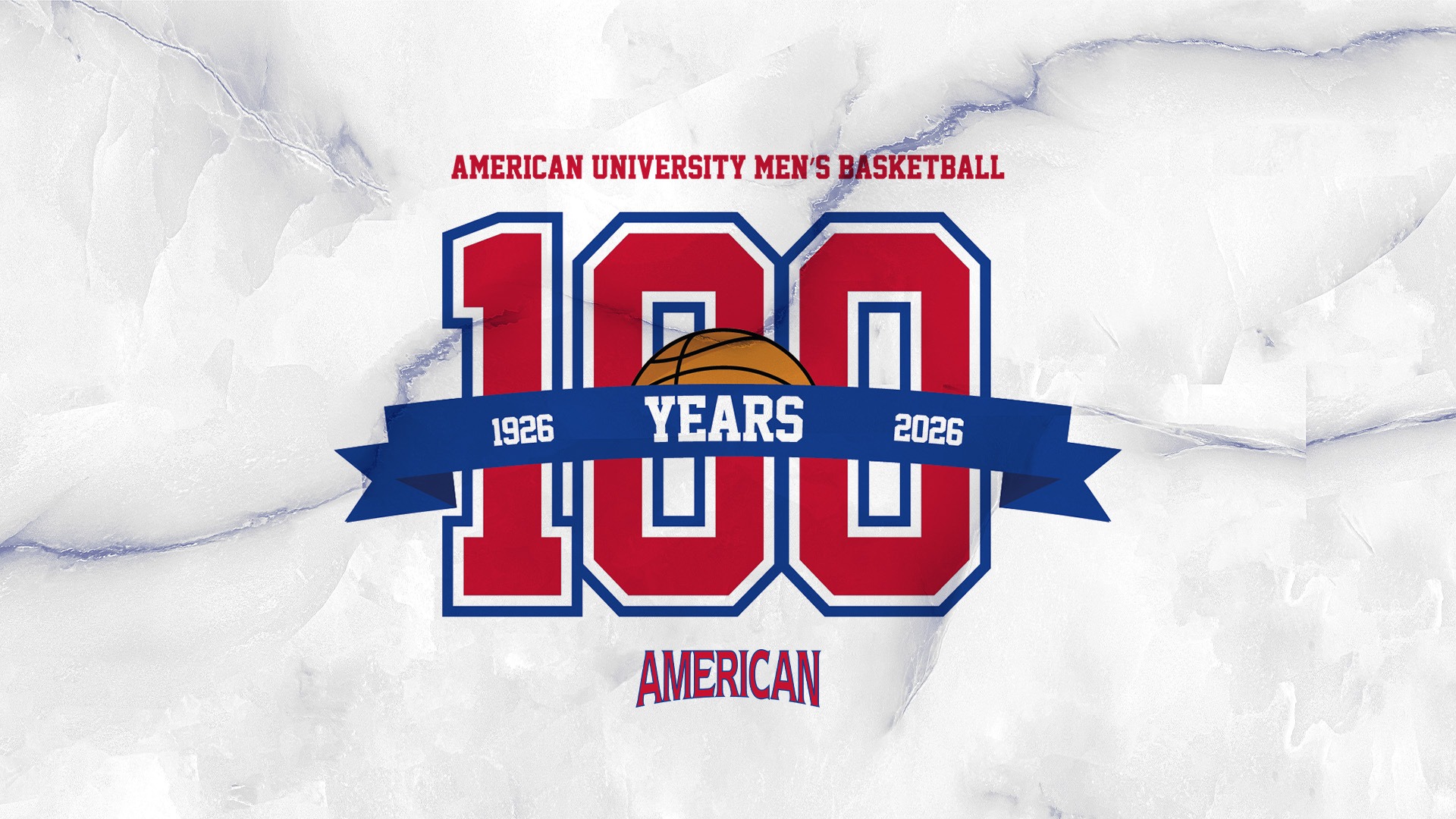 logo celebrating 100 years of American University men's basketball