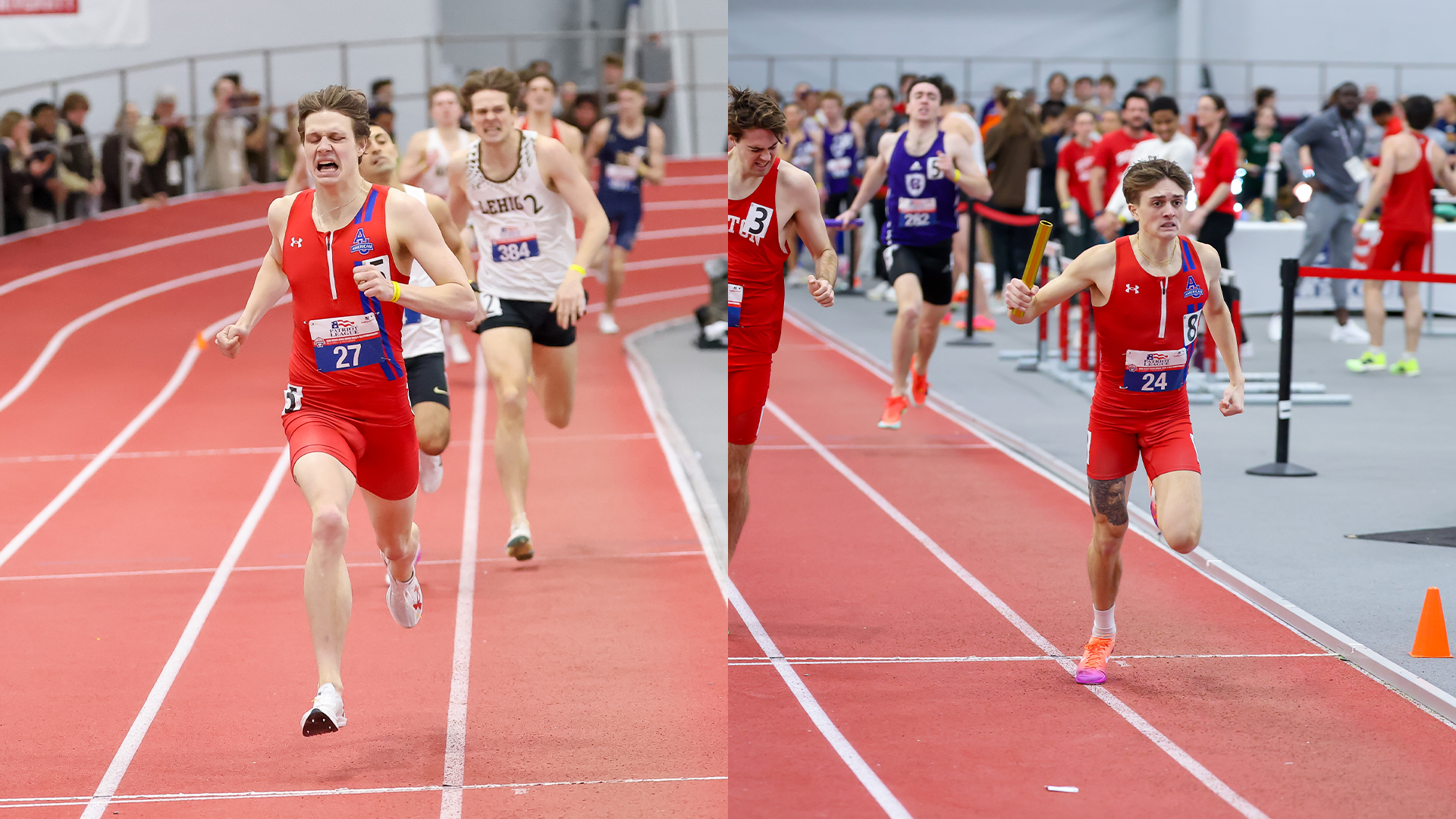 Morgan wins gold in the 800, Kluth clinches the win for the men's DMR at the 2026 Patriot League Indoor Track Championships