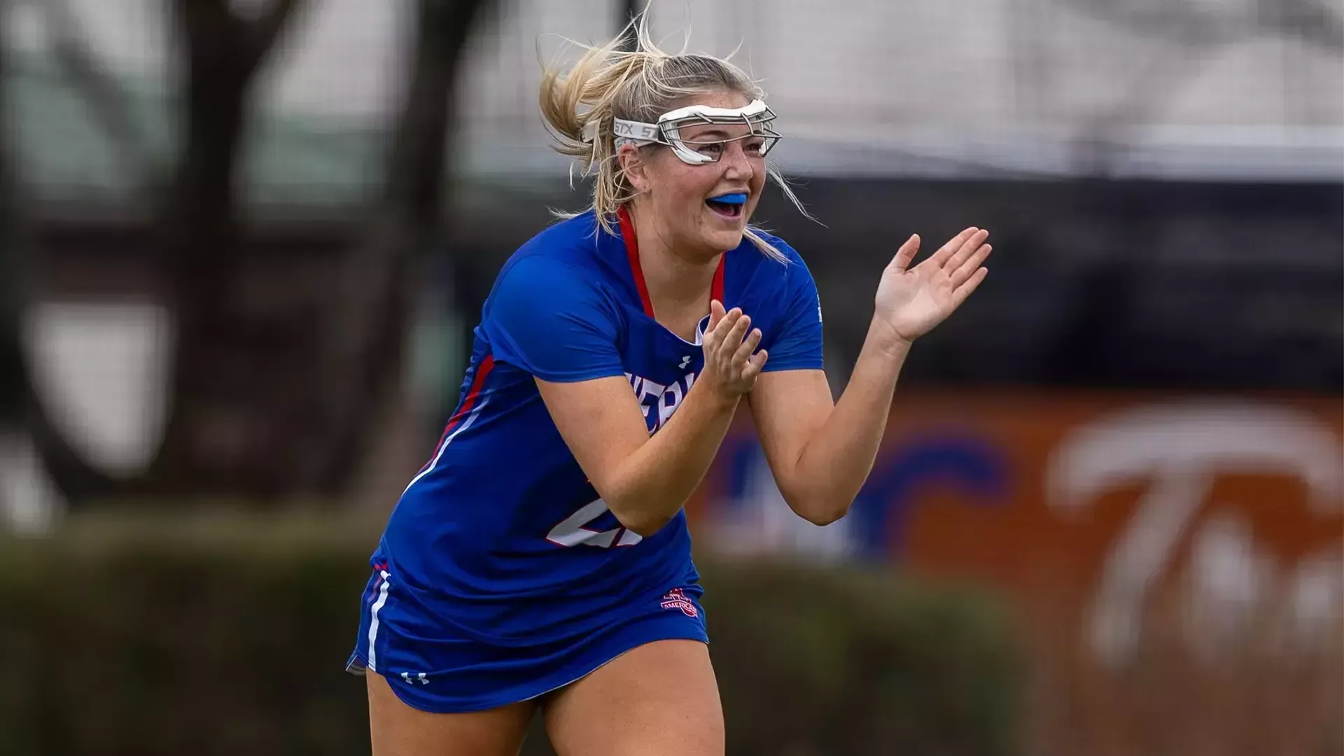 Kellie Linehan celebrating after scoring a goal against Lehigh. 