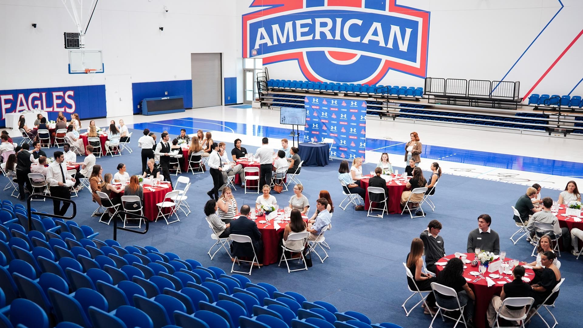 wide angle view of the 2026 Student-Athlete Etiquette Dinner in the Meltzer Center