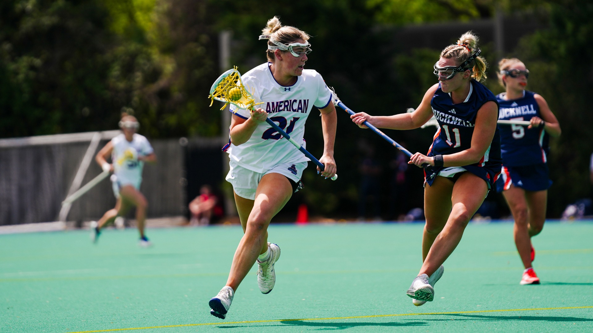 Kellie Linehan with the ball during a lacrosse game