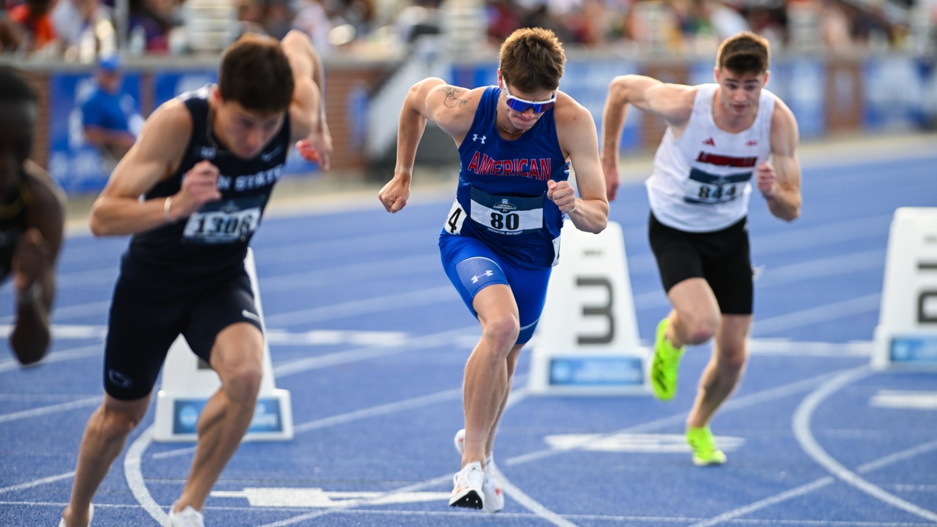 Carver Morgan starts the 800 quarterfinal at the NCAA East First Round
